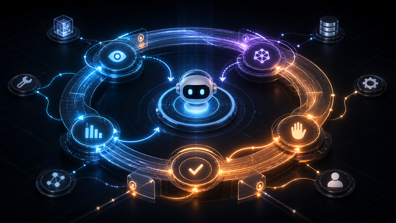 Abstract loop engineering diagram for AI agent workflows